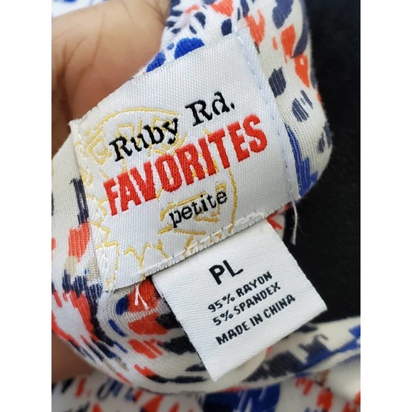 Ruby Rd. Women's Blue Rayon Round Neck Short Sleeve Casual Top Blouse Size PL - Picture 9 of 11